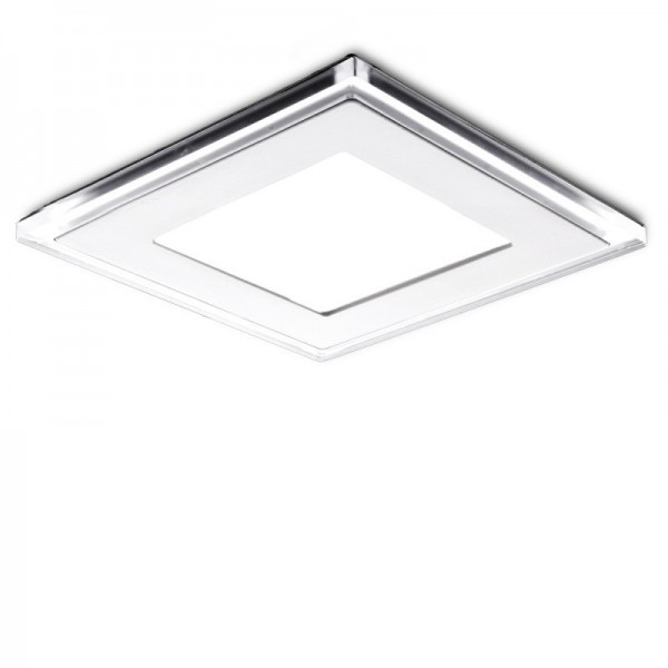 LED Downlight Quadrado Com Vidro Duo Branco/Azul 160X160mm 15W 1200lm 30000H Branco Quente - GR-LHMB02-15W-WW - 8435402528654