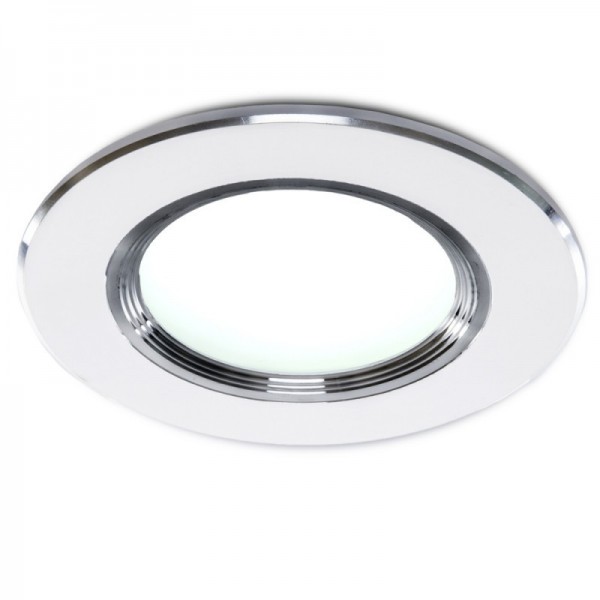 LED Downlight 100mm Moldura de Prata 5W 370-400lm 30000H Branco Frio - PCE-DL5W-P-CW - 8435402538196