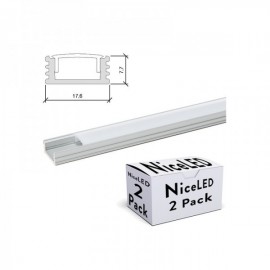 Pack de 2 Perfis de Alumínio para LEDS - Difusor Opal -Fita de 2 Metros - SU-A1707-PK2-AP - 8435402562498