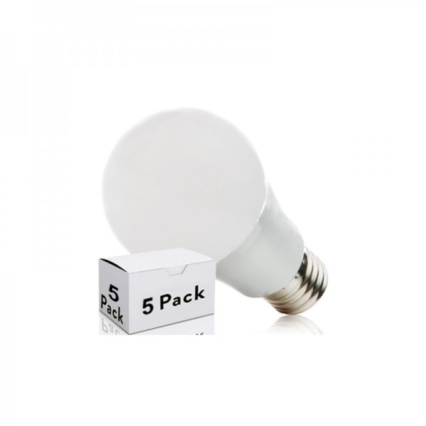 Pack 5 Lâmpada LED E27 Esférico Alumínio/PC 7W 630Lm 30000H Branco Frio - HO-ED-B3-E27-7W-CW-PK5-AP - 8435402574729