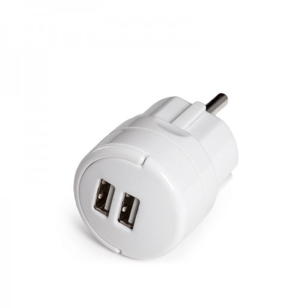 Adaptador + 2 x USB Carregador - IP20 - Branco - GH-473103017 - 8435402576310