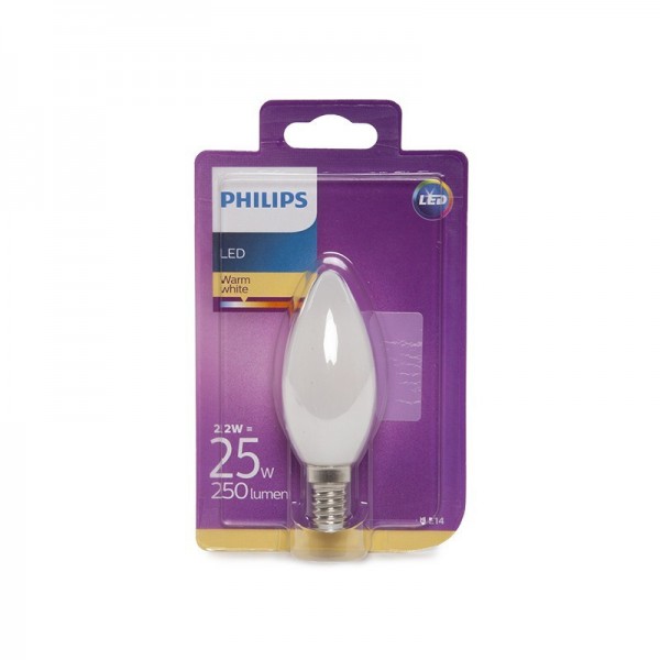 Lâmpada LED Philips E14 B35 2,2W 250Lm Branco Quente - PH-8718696706237-WW - 8435402588689