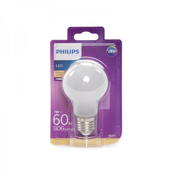 Lâmpada LED Philips E27 A60 7W 806Lm Branco Quente - PH-8718696576632-WW - 8435402588702