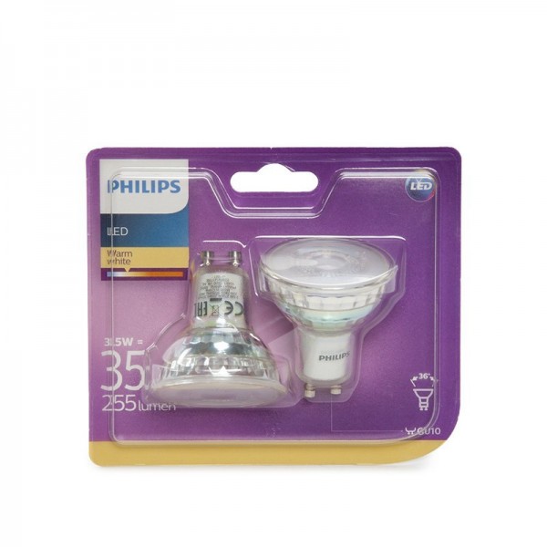 Lâmpada LED Philips GU10 36D 3,5W 255Lm Branco Branco Quente 2 Unidades Branco Quente - PH-8718696582633-WW - 8435402588849