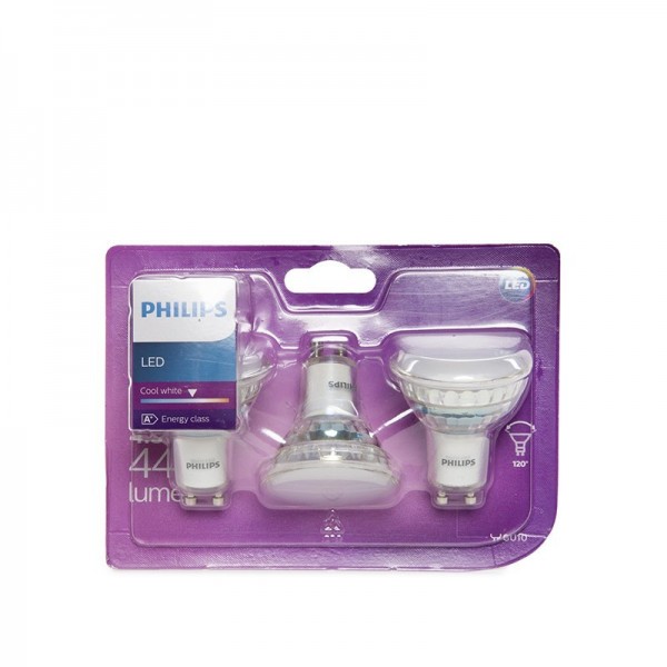 Lâmpada LED Philips GU10 36D 3,5W 255Lm Branco Natural 3 Unidades Branco - PH-8718696686843-W - 8435402588894