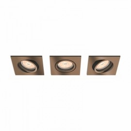 Set 3 Holofotes de Encastre Philips Donegal Quadrado Cobre GU10 Sem Lâmpada - PH-8718696161043 - 8445152007217