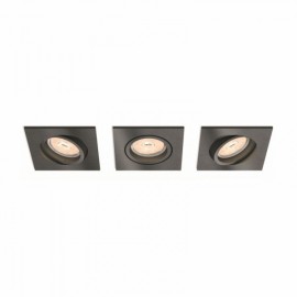 Set 3 Holofotes de Encastre Philips Donegal Quadrado Prata GU10 Sem Lâmpada - PH-8718696161050 - 8445152007293