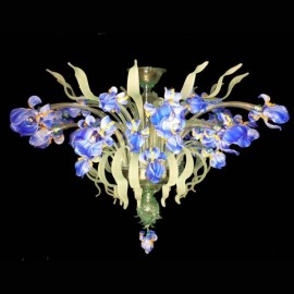 Luminária de Teto Vidro Murano Feito à Mão Iris Blu 12 x G9 Sem Lâmpada - VAB-FIO-5-12-B - 8445152052309